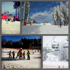 The ski slopes in winter at Lipno
